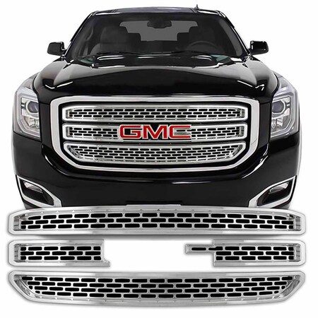 Coast2Coast Overlay, Mesh Style, 4 Piece, With Emblem Cutout, Chrome Plated, ABS Plastic IWCGI129